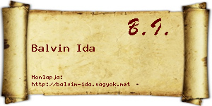 Balvin Ida névjegykártya